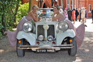 Select Limos 1930 classic style wedding car at Dower House hotel wood hall spa