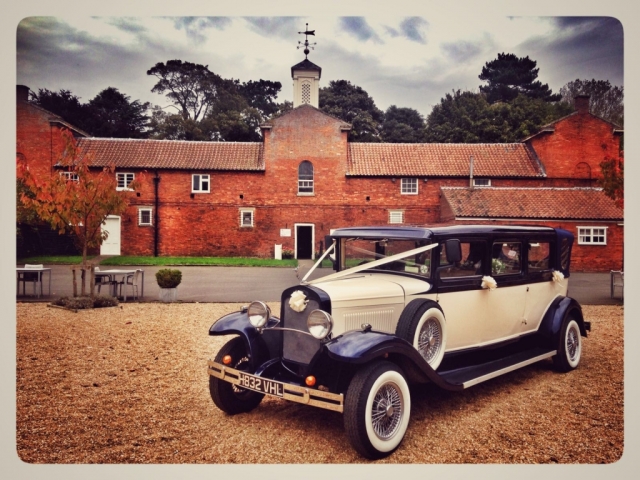 Select limos Harvey 1930 bramwith Wedding Car at Elsham Hall
