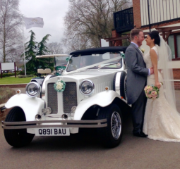 Select Limos Bella our white Beauford 1930’s classic style wedding car
